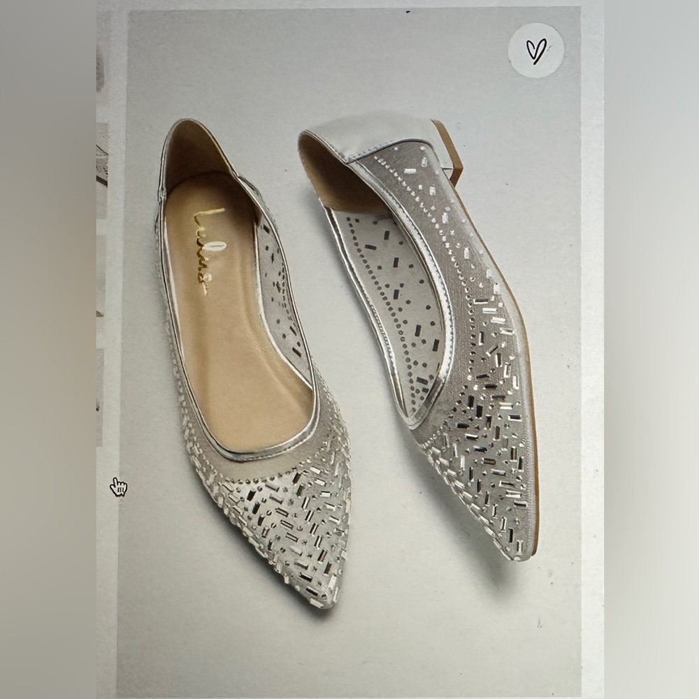 Cute silver rhinestone flats